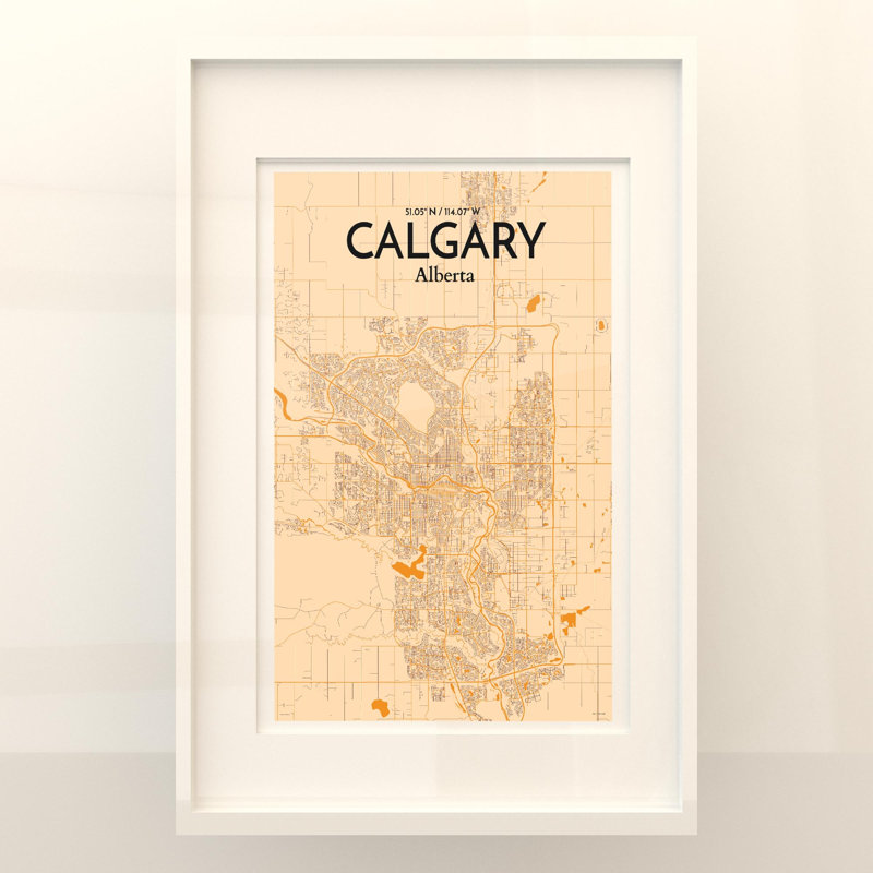 «Calgary City Map», impression rétro, H 36 po x l 24 po