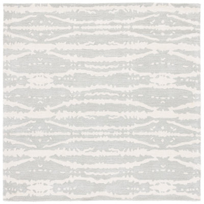 Valade Hand Tufted Viscose/Wool Ikat Rug in Light Gray/Ivory
