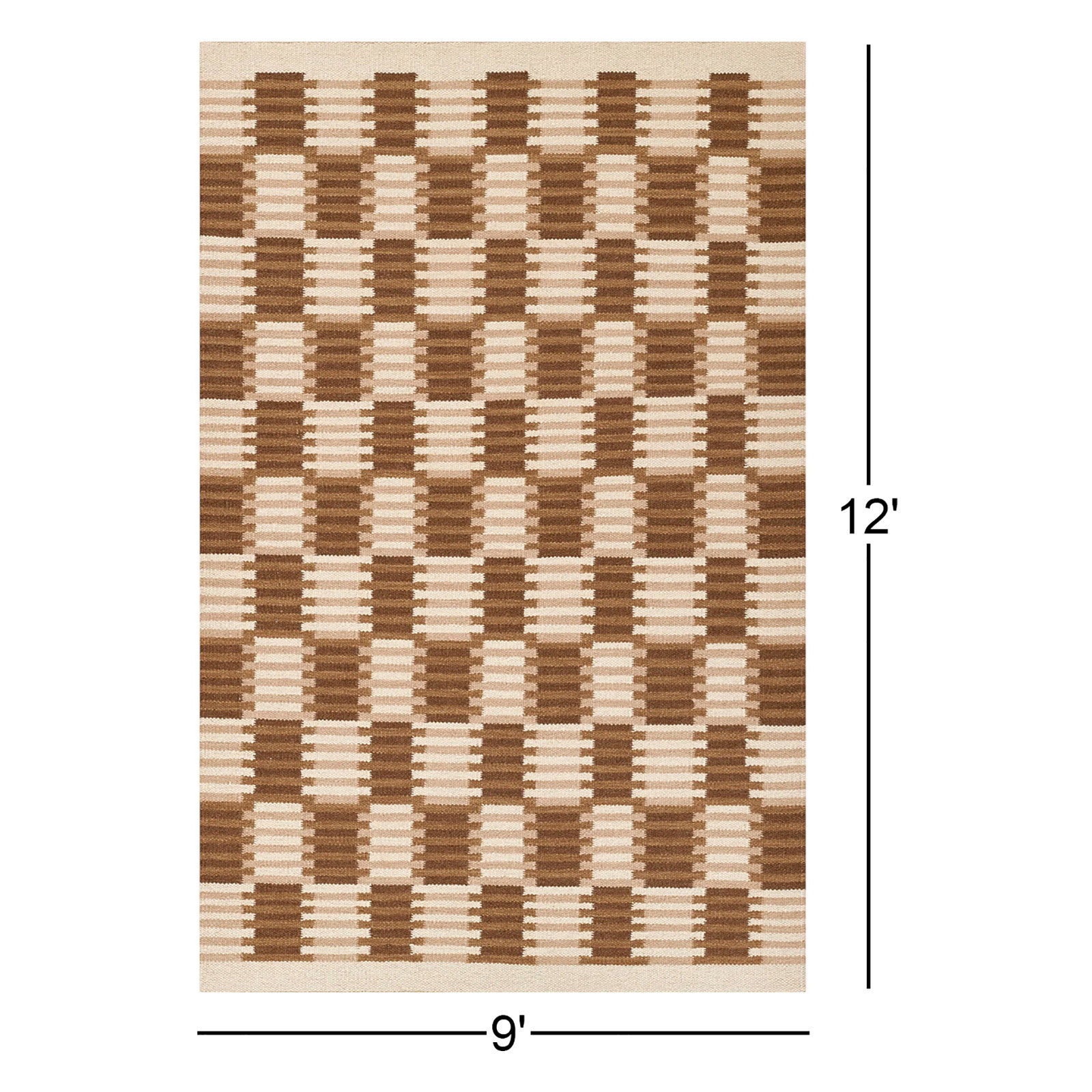 Freya Hand-Woven Checkered Wool Rug, Rectangle 9' x 12'
