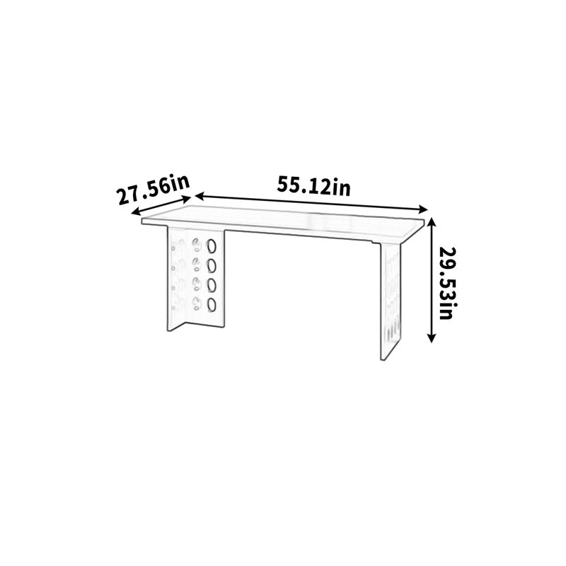 Simple desk with solid wood work surface, 29.53" H x 55.12" W x 27.56" D
