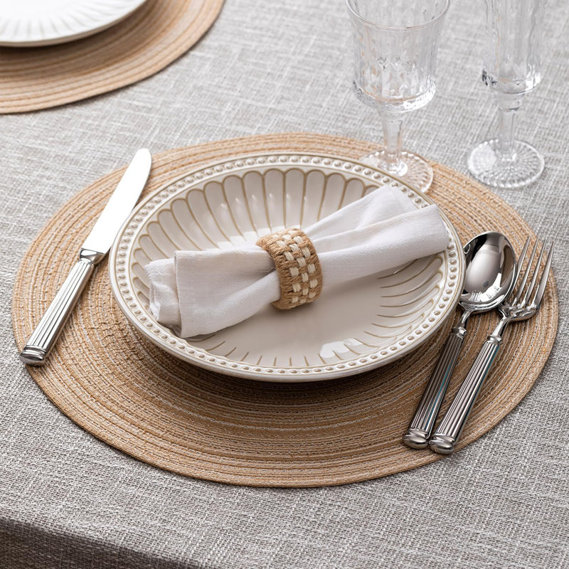 Ensemble de 6 napperons ronds tissés et lavables