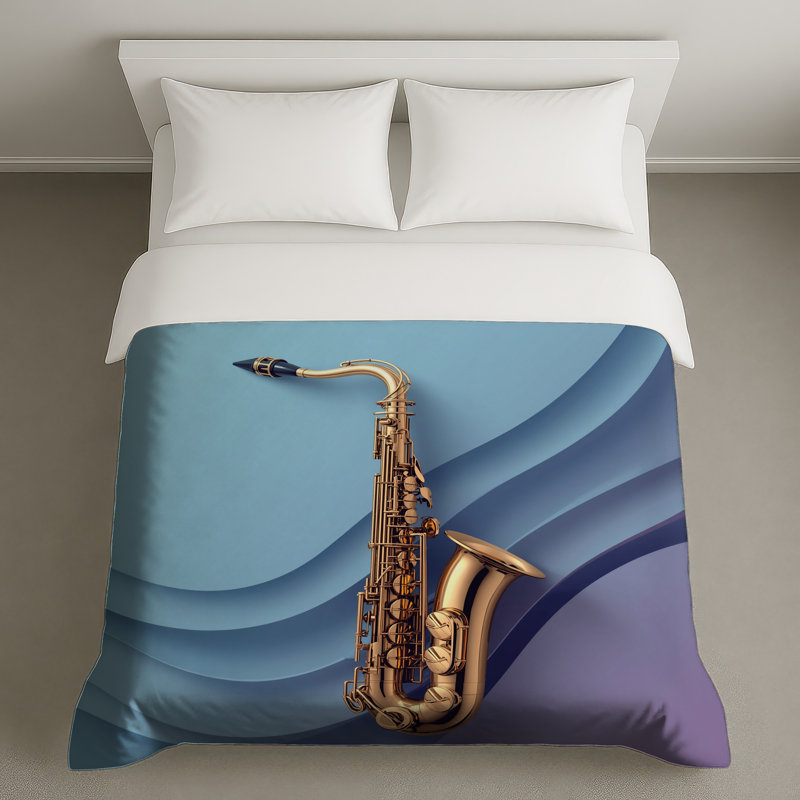 Housses de couette Golden Saxophone On Waves, Grand lit