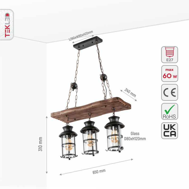 Nishan 3 - Light Kitchen Island Chandelier