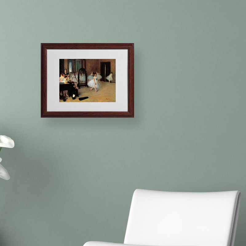 Edgar Degas Brown Framed Canvas Art - The School of Dance