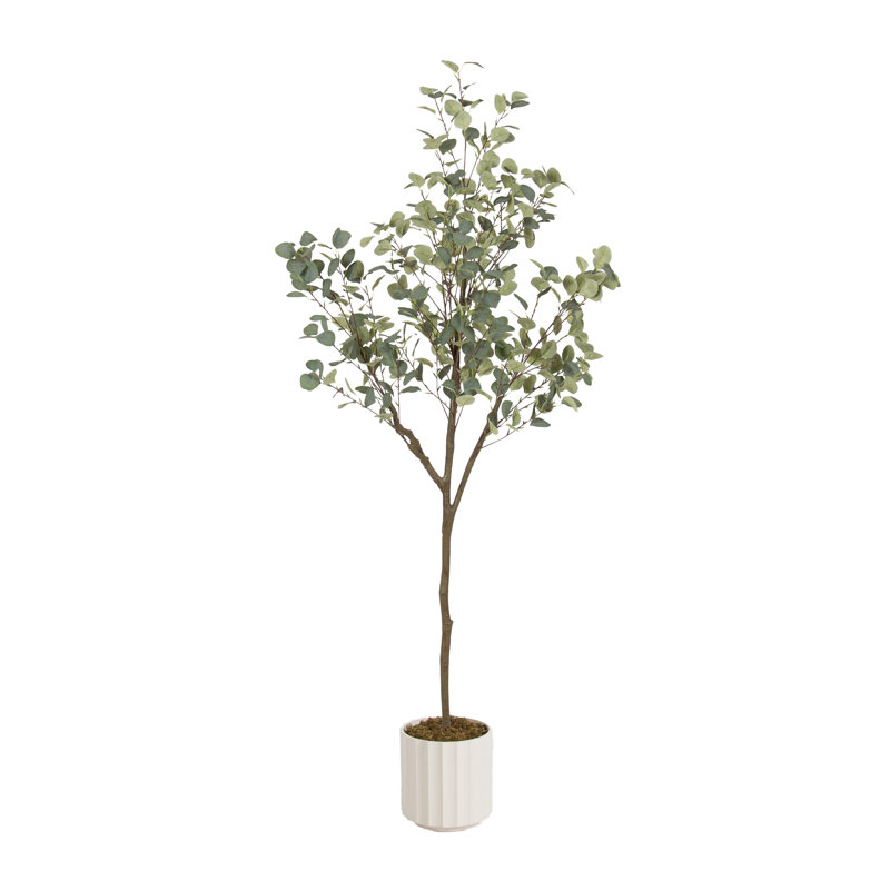 Pot à fleurs festonné Aitkin Eucalyptus, H 70,87 po x l 27,56 po x P 23,62 po, Ivoire ivoire