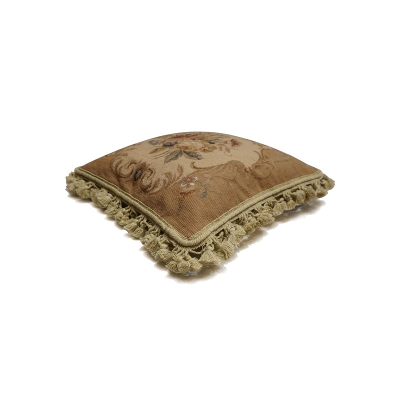 Needlepoint Square Pillow Cover & Insert, Brown