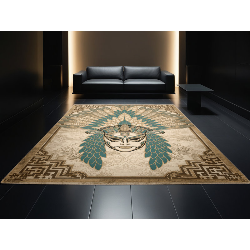 Tapis oriental brun foncé et beige lavable à la machine Parkwoods, 8 x 10