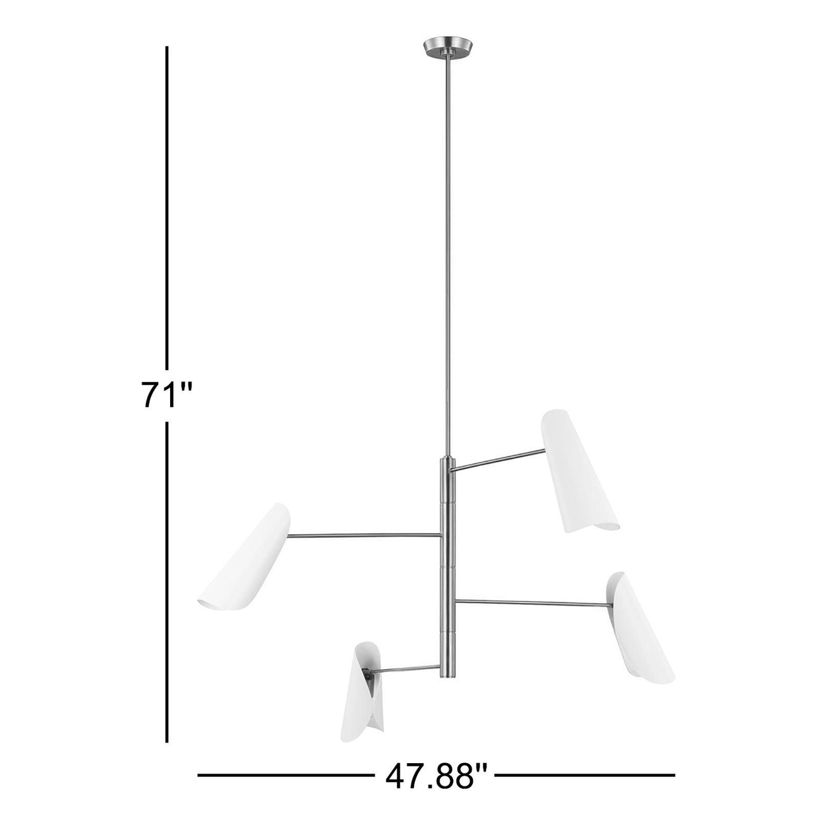 Akrisna 4 - Light Metal Dimmable Chandelier, Matte White/Burnished Brass