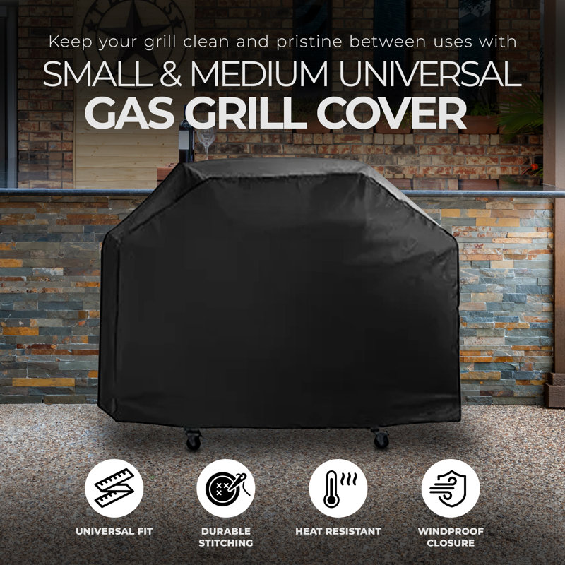Black All-Weather Polyester Small/Medium Gas Grill Cover