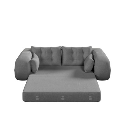 Human Dog Bed, Lazy Sofa Couch, 78.7" Multi-Functional Foldable Sofa Bed, 3-In-1 Teddy Fabric Foam-Filled Sleeper Sofa Bed For Living Room,Guest Bed,Playroom,GREY