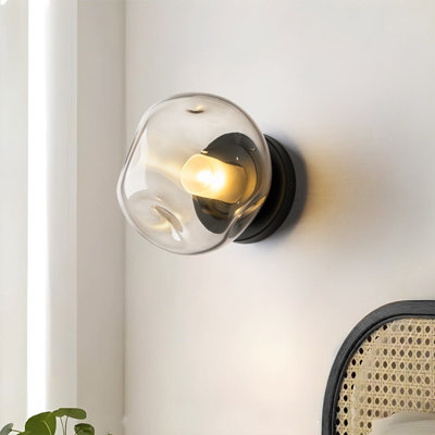 Glint 1-Light Modern Textured Glass Flush Mount Wall Sconce
