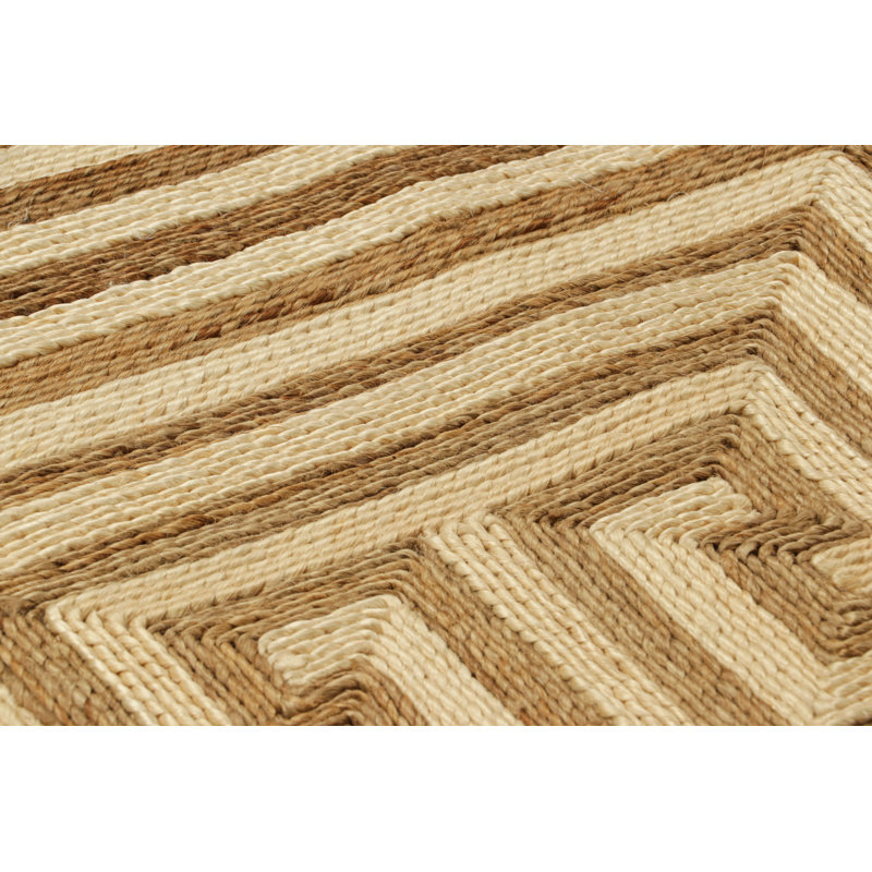 Abaca Collection Flatweave Jute / Sisal Geometric Area Rug in Beige, Rectangle 10' x 14'