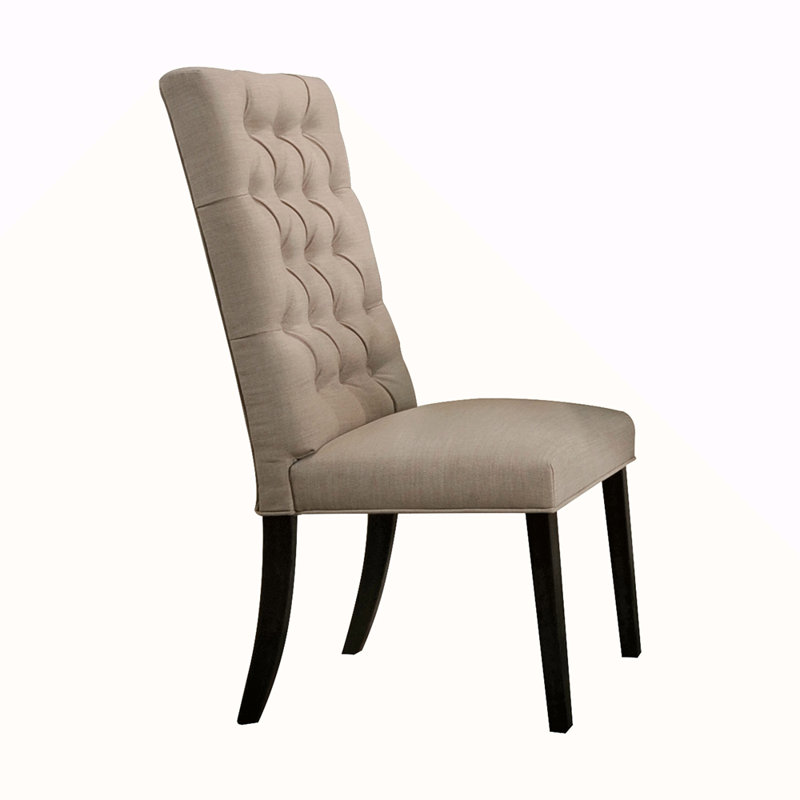 Chaise d'appoint en lin brun clair et finition rétro