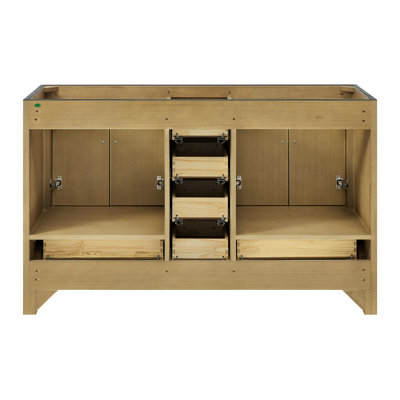 Meuble-lavabo double autoportant Felix de 55 po avec comptoir en marbre et dosseret entièrement assemblés
