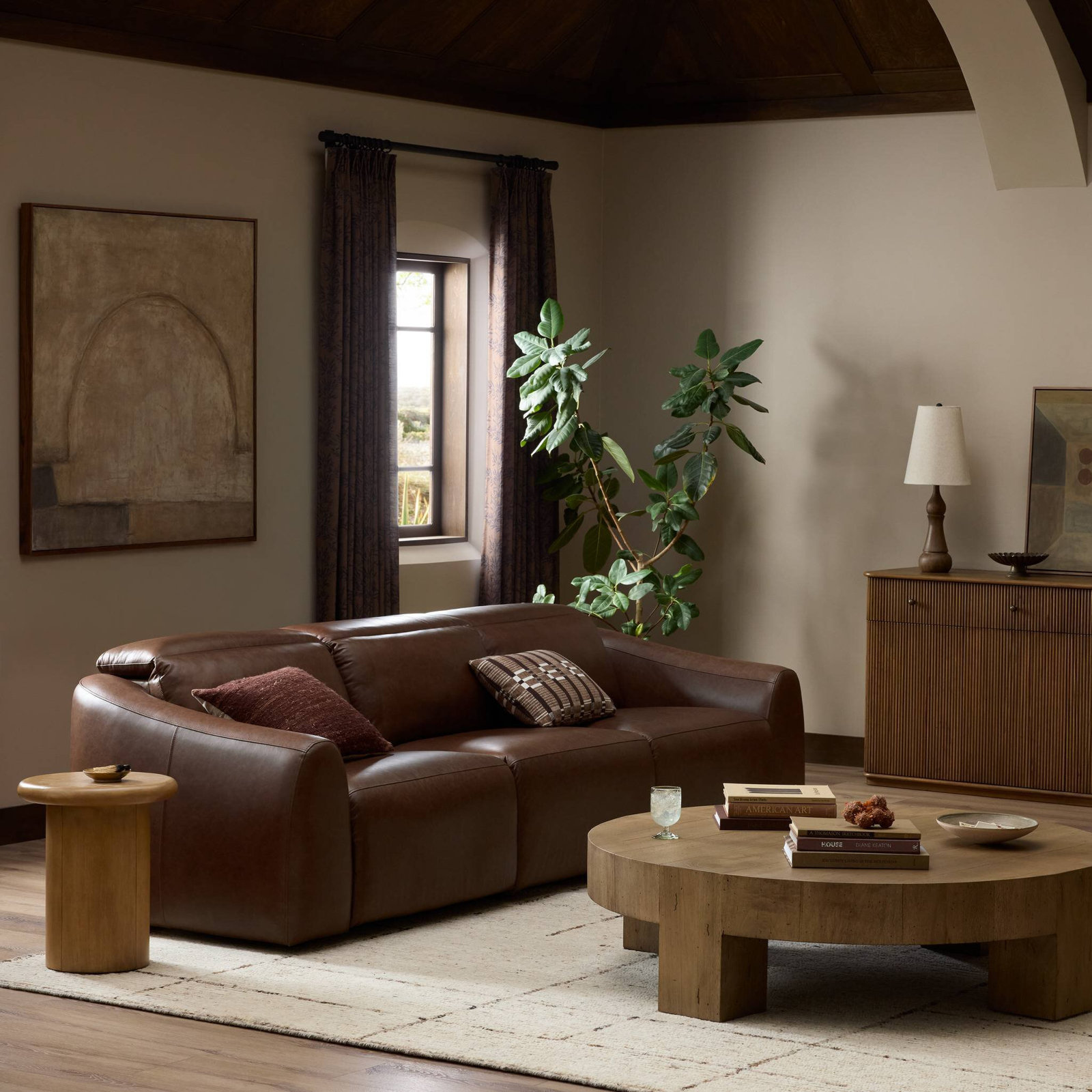 Alconbury 116'' Upholstered Sofa, Sonoma Coco Top Grain Leather