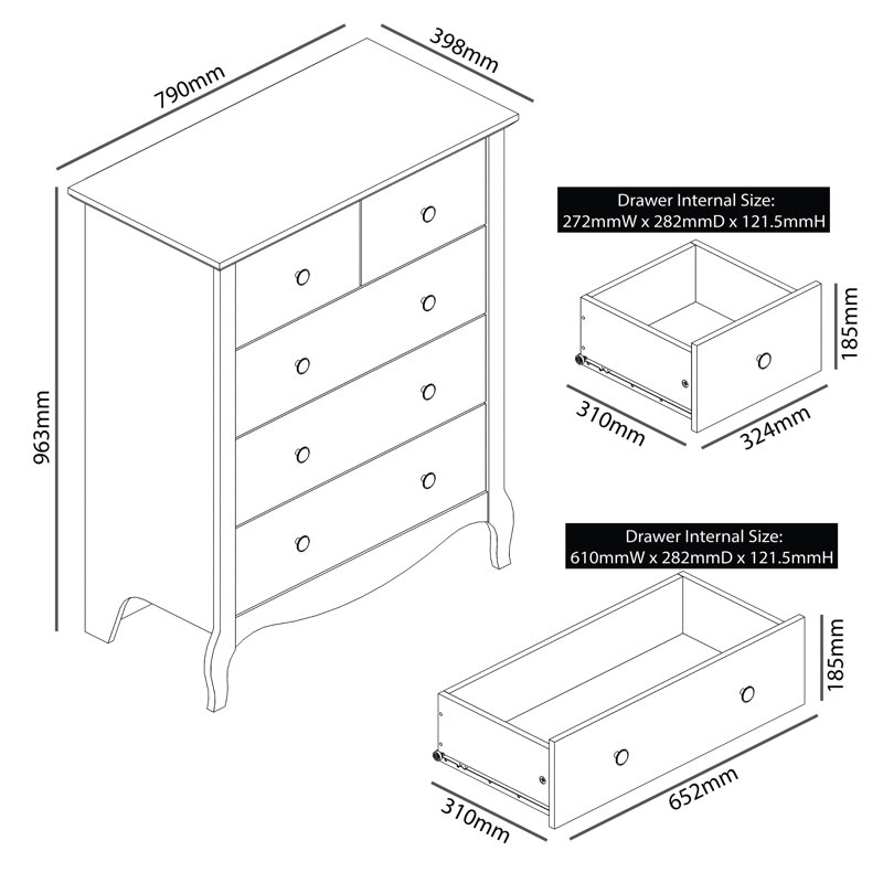 Sterra 79cm W 5 - Drawer Chest of Drawers, Sage Green
