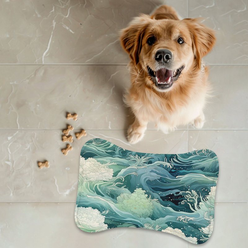 Classic Waves - 1 Piece Bone Shape Feeding Mat