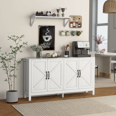 Armoire de rangement, buffet avec porte de grange, tablette