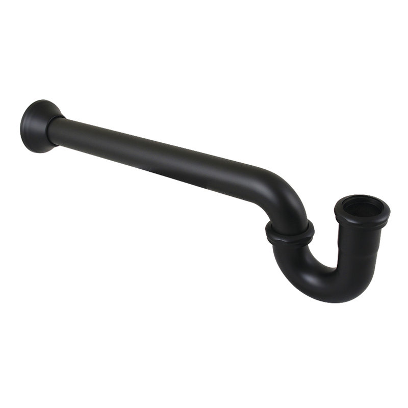Laiton Kingston 1-1 / 4 po (ou 1-1 / 2 po) x 1-1 / 2 po avec bride en forme de cloche, longueur 24 po, calibre 18, Noir mat