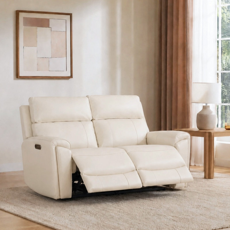 Canapé inclinable à deux moteurs 62,6 po à 2 moteurs avec conception près du mur et appui-tête électrique, Cream