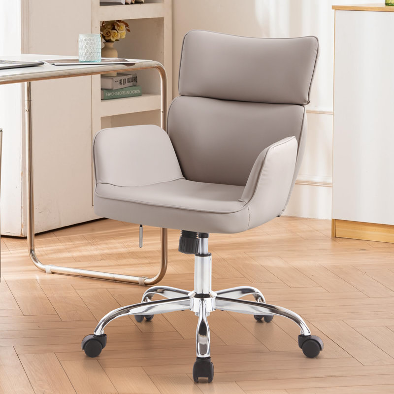 Caylin Swivel Faux Leather Task Chair, Light Gray