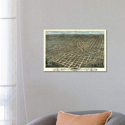 Atlanta Map 1871 - Wrapped Canvas Print