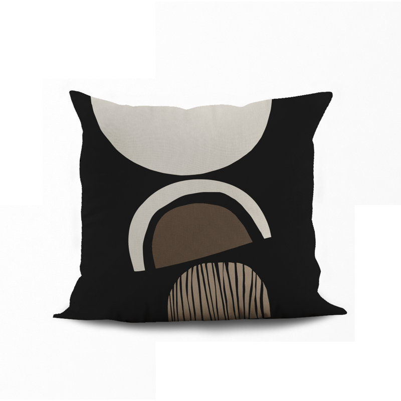 Jeté carré / extérieur en polyester Chamu, Beige / noir, 18 po x 18 po
