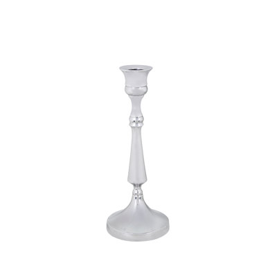 Aspen Creative 16305-11, porte-bougie massif en aluminium nickelé, support de table décoratif pour mariage, repas, fête, décoration intérieure, diamètre de 3 3/4 po x 9 3/4 po de hauteur