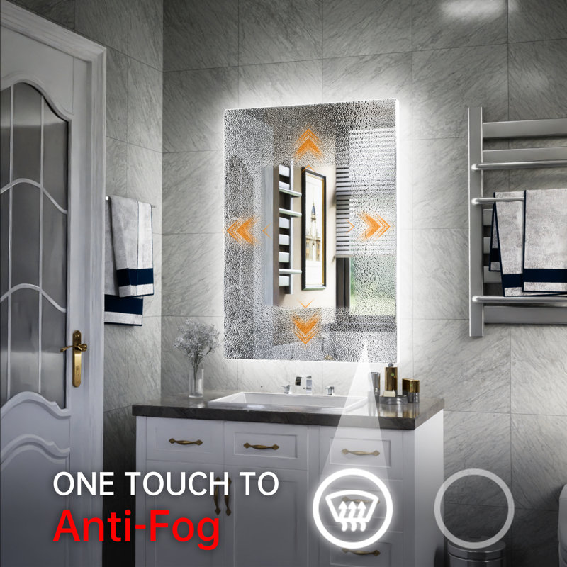 Adorna LED Backlit Frameless Lighted Bathroom Vanity Mirror Wall Mirror Dimmable Anti Fog