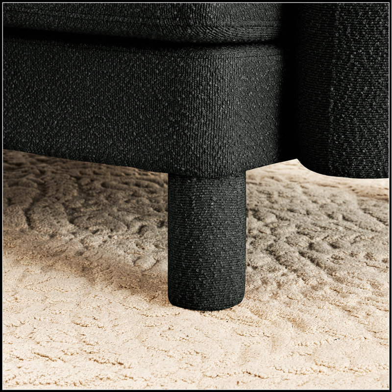 Canapé modulaire en tissu 2 places avec accoudoirs en forme de coquille, repose-pieds amovible et pieds cylindriques en tissu Boucle