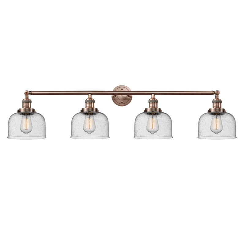 Cochrane 4 - Light Dimmable Vanity Light, 60 Watt Vintage Incandescent Bulb, Seedy, Antique Copper