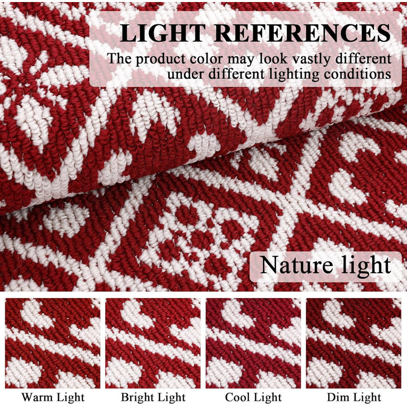 Non-Skid Washable Kitchen Mat (Set of 3), Red
