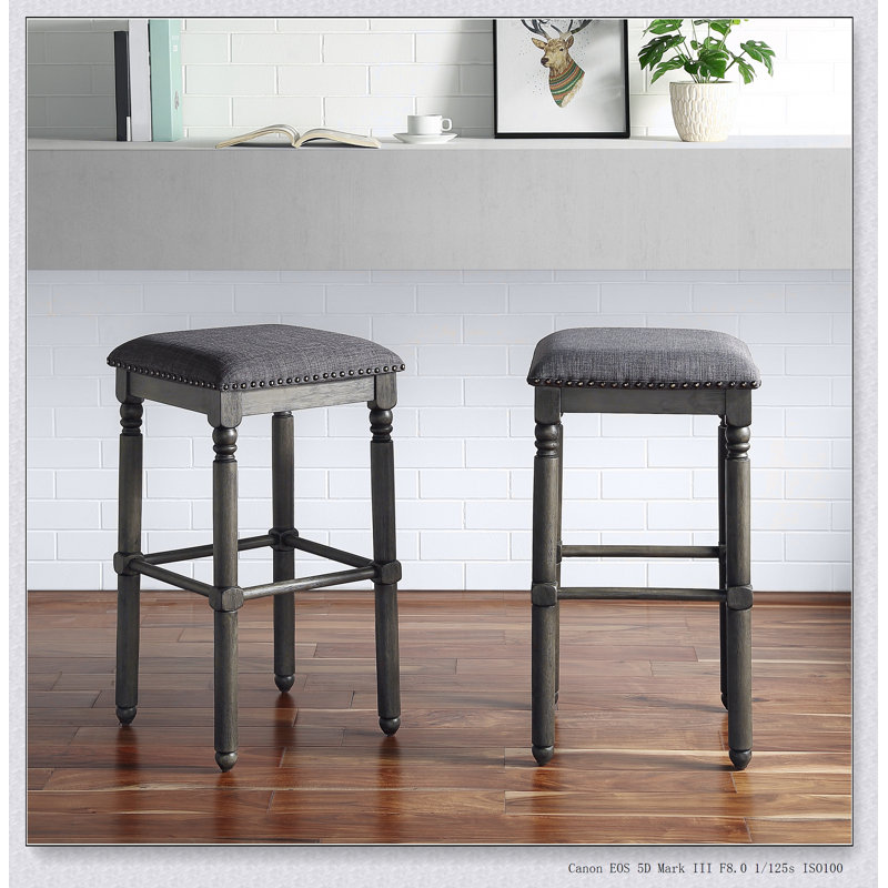 Tabouret en bois Arnhem, ensemble de 2, Gris, Tabouret de bar (siège d'une hauteur de 29,25 po)