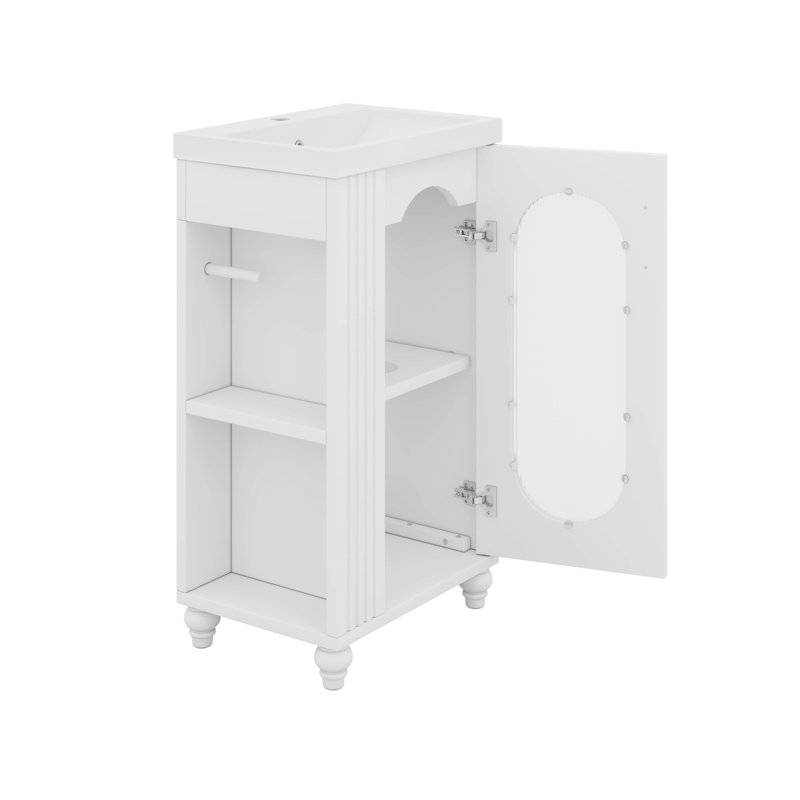 Meuble-lavabo de 20 po avec lavabo, tablette à deux niveaux, tablette réglable, Blanc