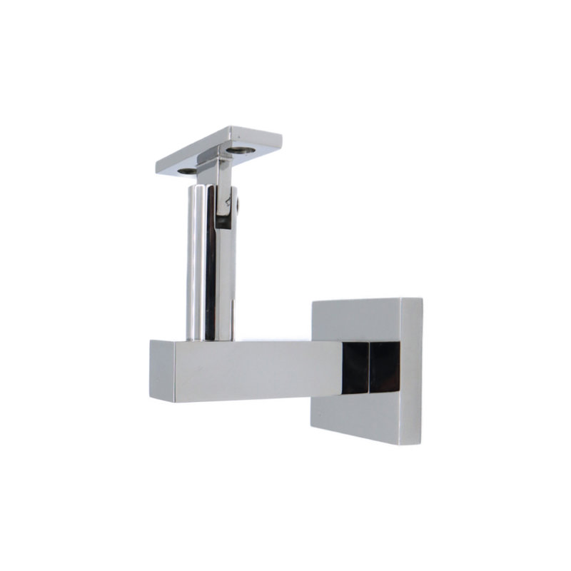 Support de main courante en béton avec rosette carrée et plaque plate, Acier inoxydable poli