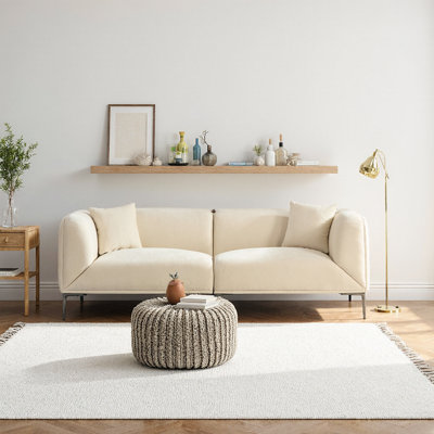 ​​Modern Bouclé Fabric Sofa with Curved Design​
