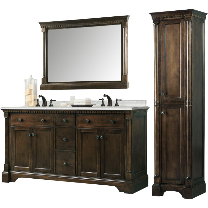 61'' Double Bathroom Vanity with Marble Top