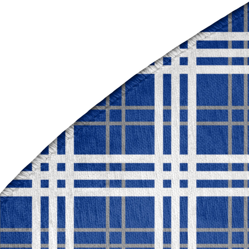 Tapis à carreaux bleu, Rond 5 pi