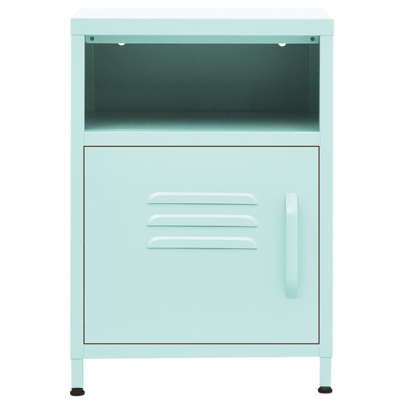 VidaXL Nightstand Steel Medium Adjustable Feet Nightstand, Blue, Set of 2