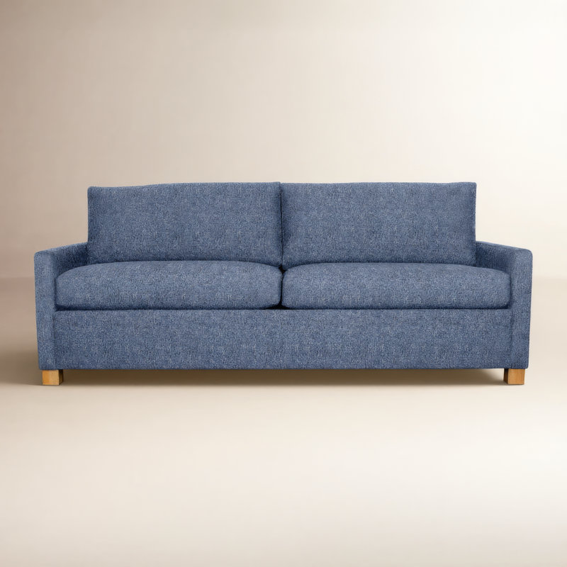 Louisa 87" Square Arm Sofa Bed with Reversible Cushions with USB, Connelly Blue Jay Performance Tweed
