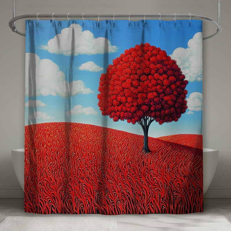 Rideau de douche Tree - Décoration de salle de bain nature contemporaine, L 70 po x H 84 po