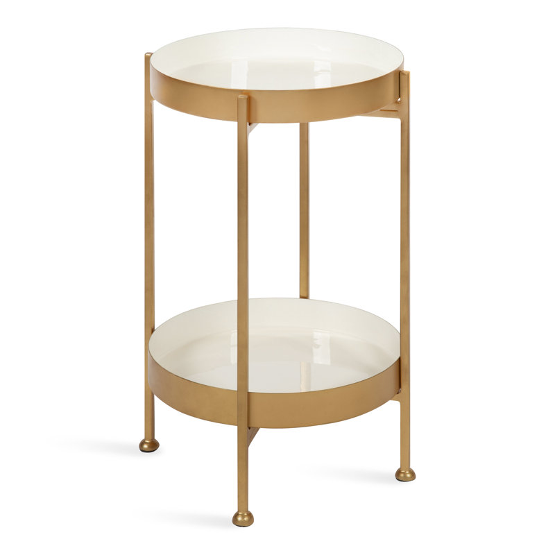 Antonne End Table, White, Golden