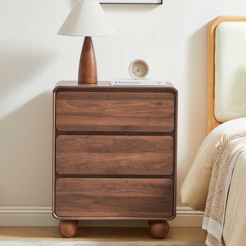23.6''W 3-Drawer Nightstand, Walnut