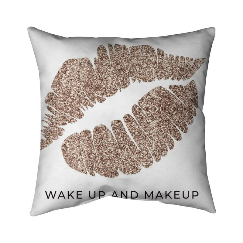 Wake up and makeup - Gold Poly Twill Throw for Bedroom Decor