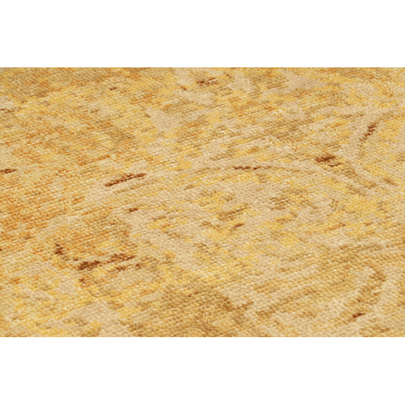Rug & Kilim’S Distressed European Square Rug In Beige-Brown & Gold Florals
