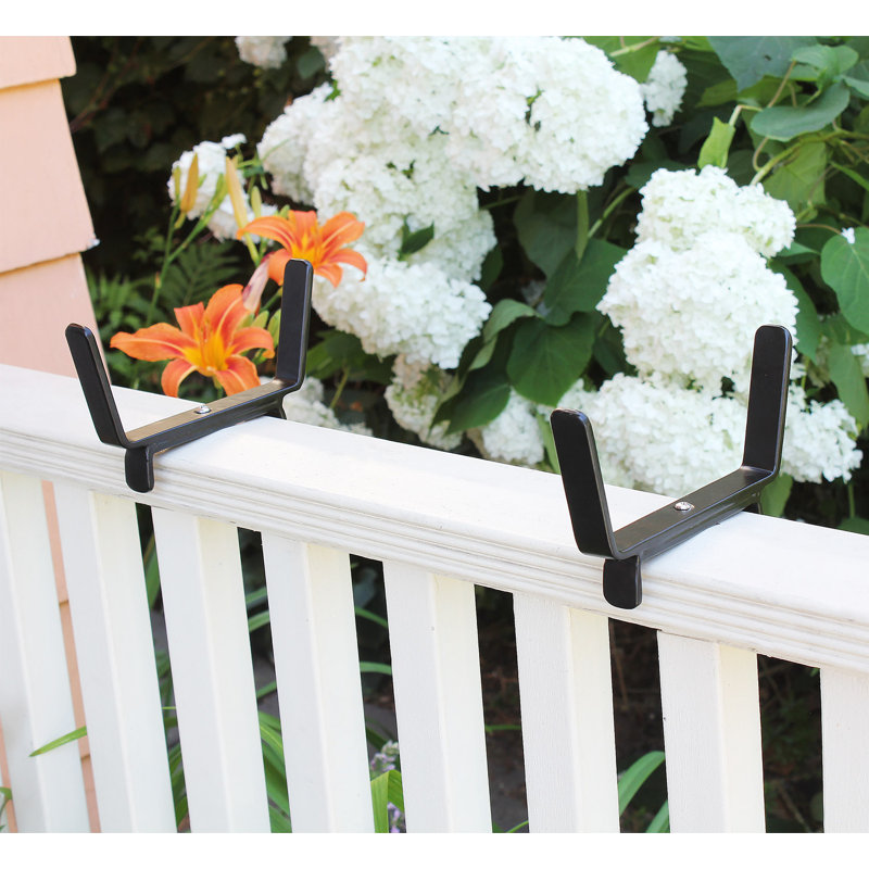 Black Steel 6-Inch Flower Box Rail Bracket for 2x4 Railings