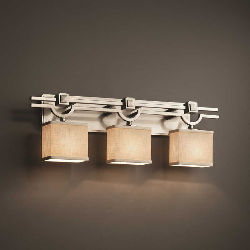 Barre d'éclairage de salle de bain 3 lumières Geoffroy, Crème, Nickel brossé