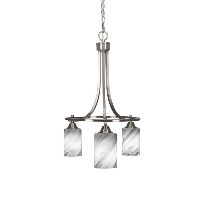 Lustre 3 lumières avec verre 4 "Paramount, Nickel brossé, À bulles, H 25,75 po x l 17 po x P 17 po