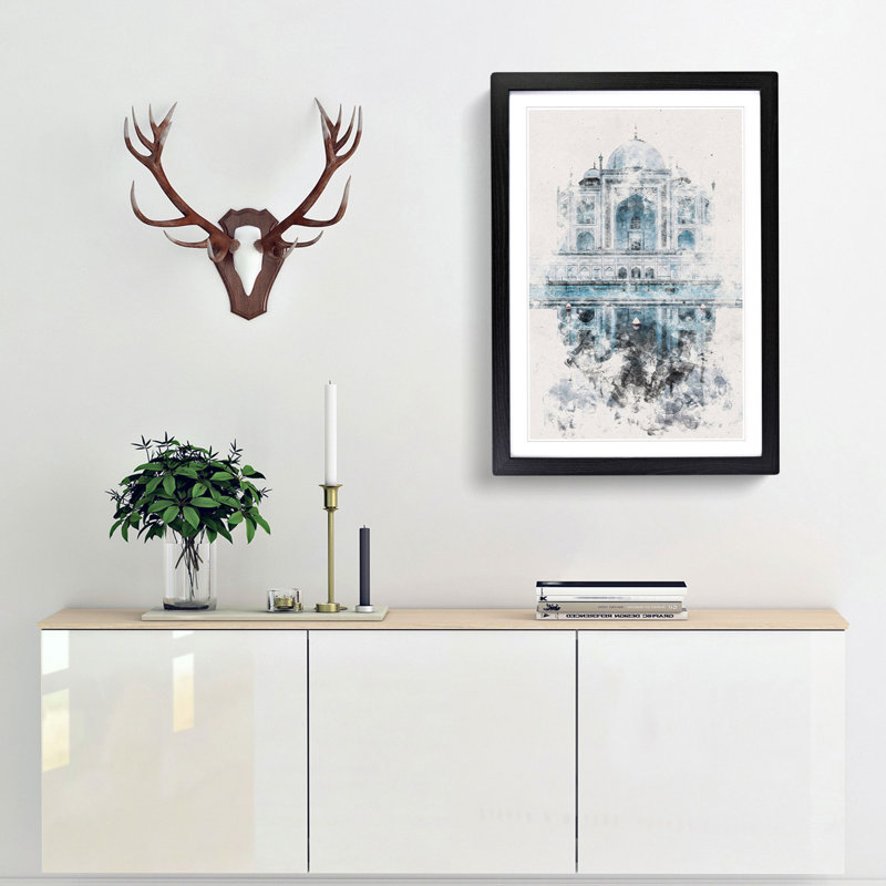 The Taj Mahal in Agra India - Picture Frame Graphic Art, 87cm H x 62cm W x 2cm D, Black Framed