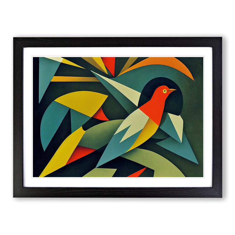 Dove Bird In Abstract Vol.2 - Single Picture Frame Print, Black Framed, 34cm H x 46cm W x 2cm D